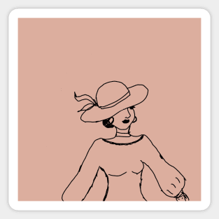 Sketch of a Lady with a Hat Sticker